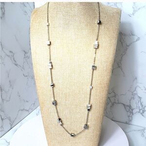 SILVER-TONE Cube Beaded Chain Necklace